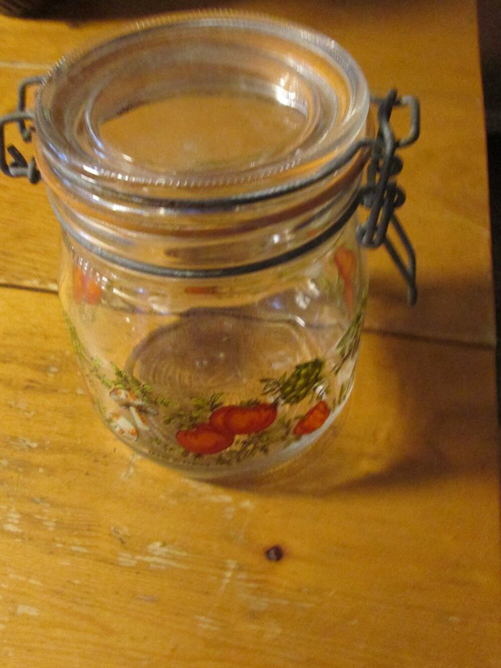 vtg spice of life arc mushroom glass canister jar 3/4 L